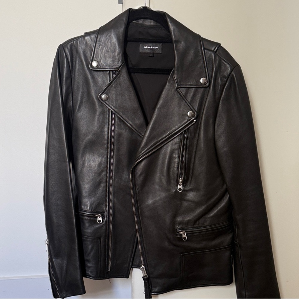 Mackage Black Leather Biker Jacket